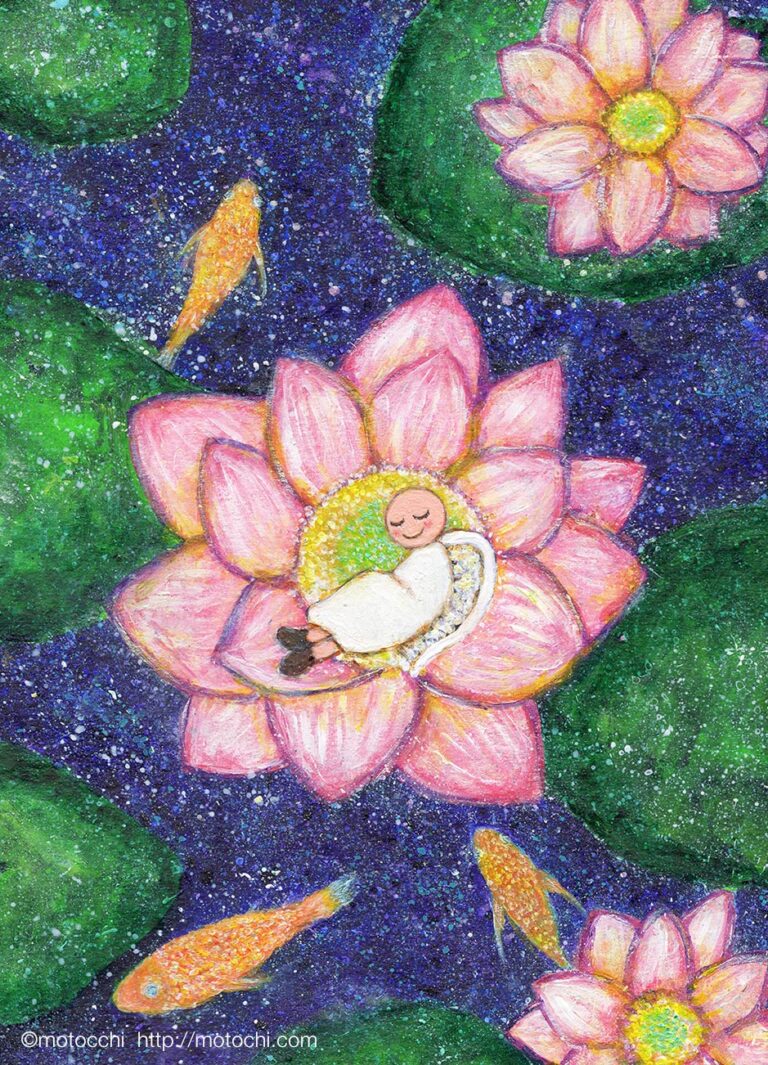 sleeping in lotus flower